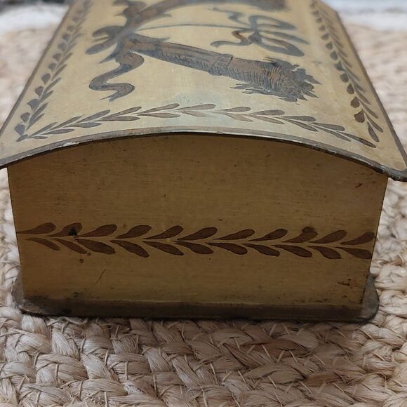 Italian Toleware Metal Hinged Lidded Box Vintage - Picture 4 of 8